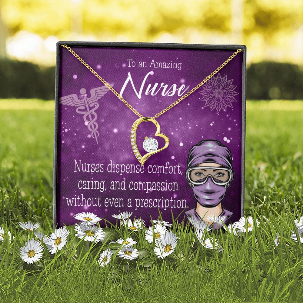 Nurse RN Caduceus Forever Necklace w Message Card-Express Your Love Gifts