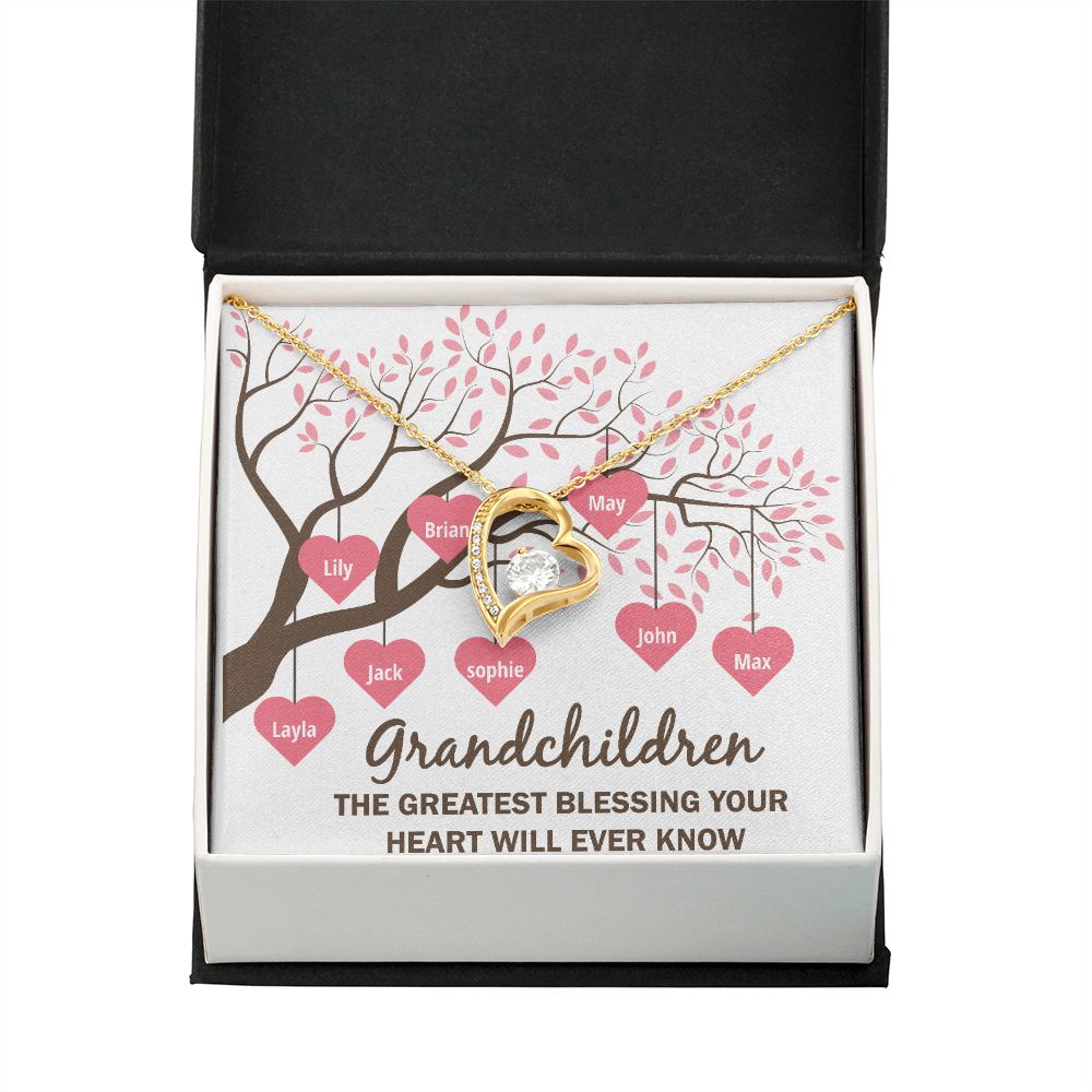 Grandchildren the Greatest Blessing Forever Necklace w Message Card-Express Your Love Gifts