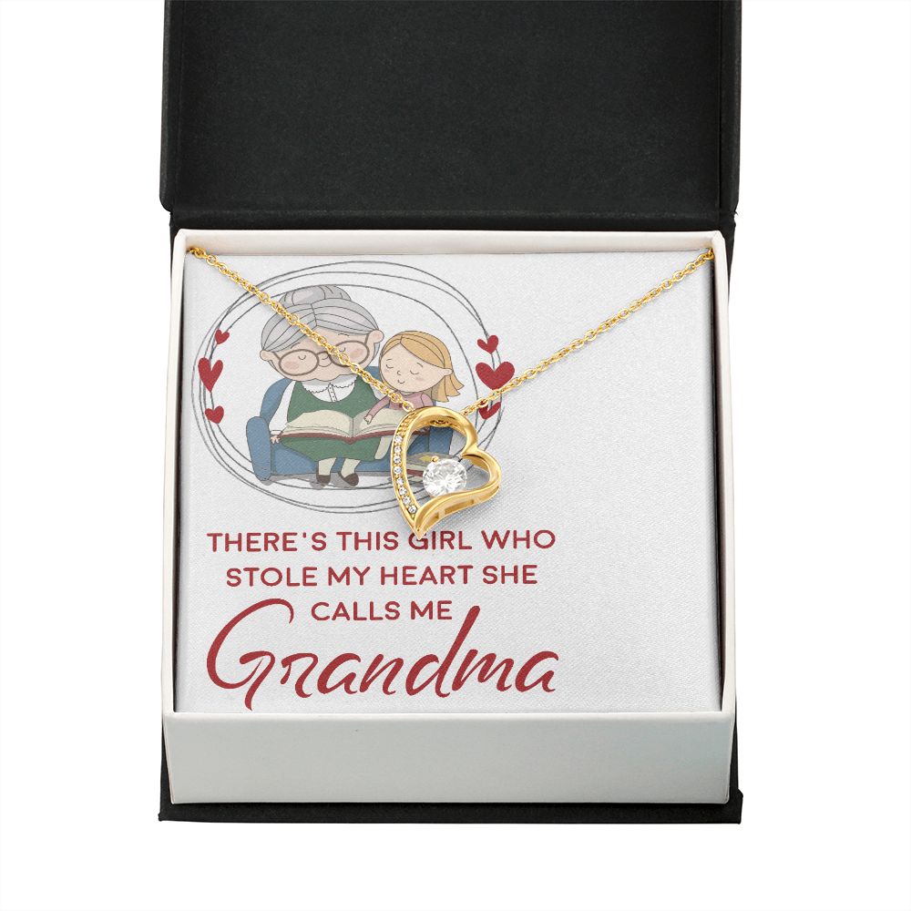 Girl Stole My Haert Calls Me Grandma Forever Necklace w Message Card-Express Your Love Gifts