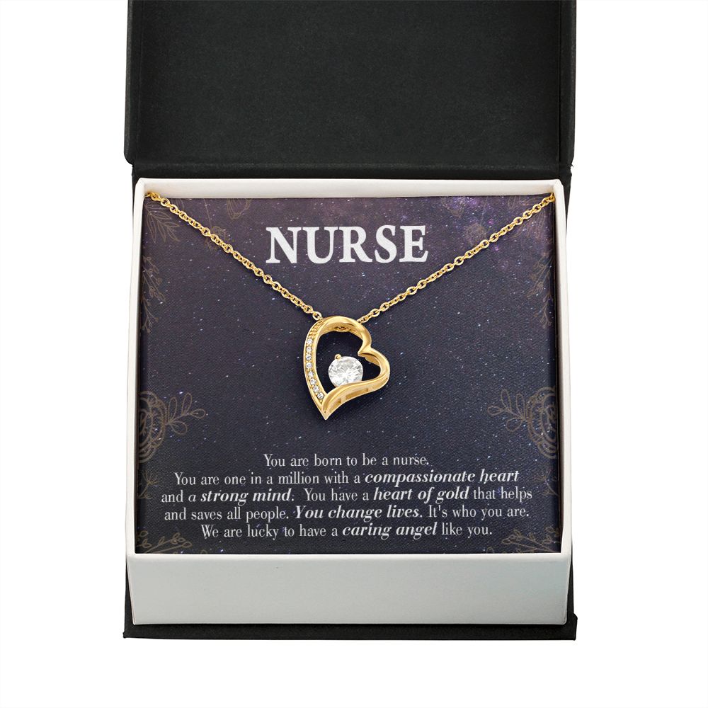 Caring Angel Nurse Forever Necklace w Message Card-Express Your Love Gifts