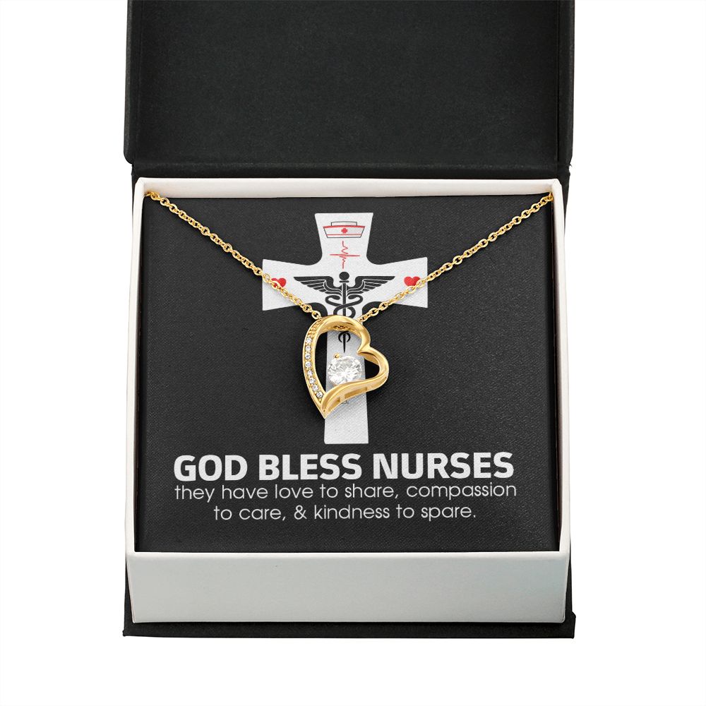 God Bless Nurses Forever Necklace w Message Card-Express Your Love Gifts