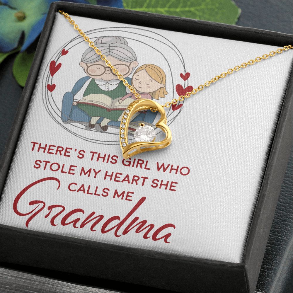 Girl Stole My Haert Calls Me Grandma Forever Necklace w Message Card-Express Your Love Gifts