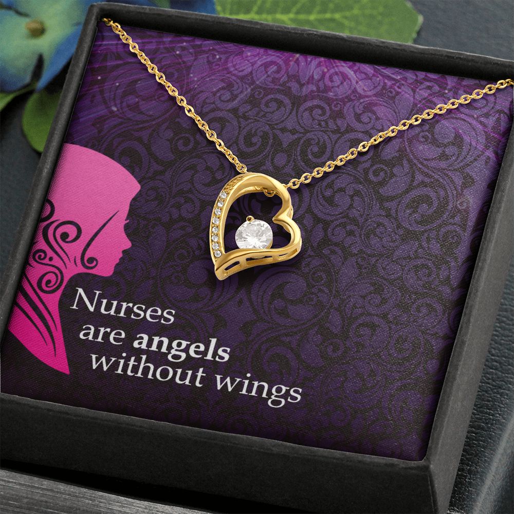 Nurses are Angels Forever Necklace w Message Card-Express Your Love Gifts