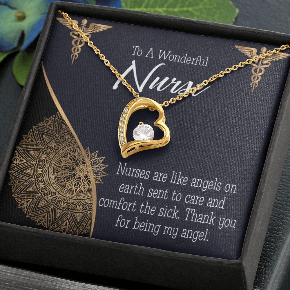 Nurses are Like Angels Forever Necklace w Message Card-Express Your Love Gifts