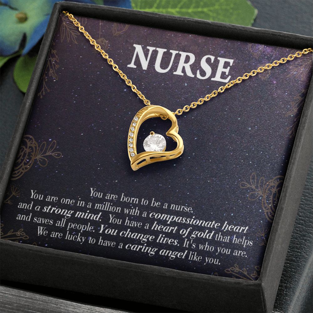 Caring Angel Nurse Forever Necklace w Message Card-Express Your Love Gifts