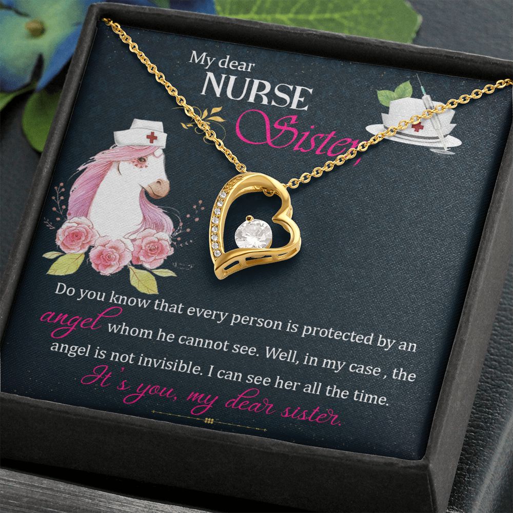 My Dear Nurse Sister Forever Necklace w Message Card-Express Your Love Gifts