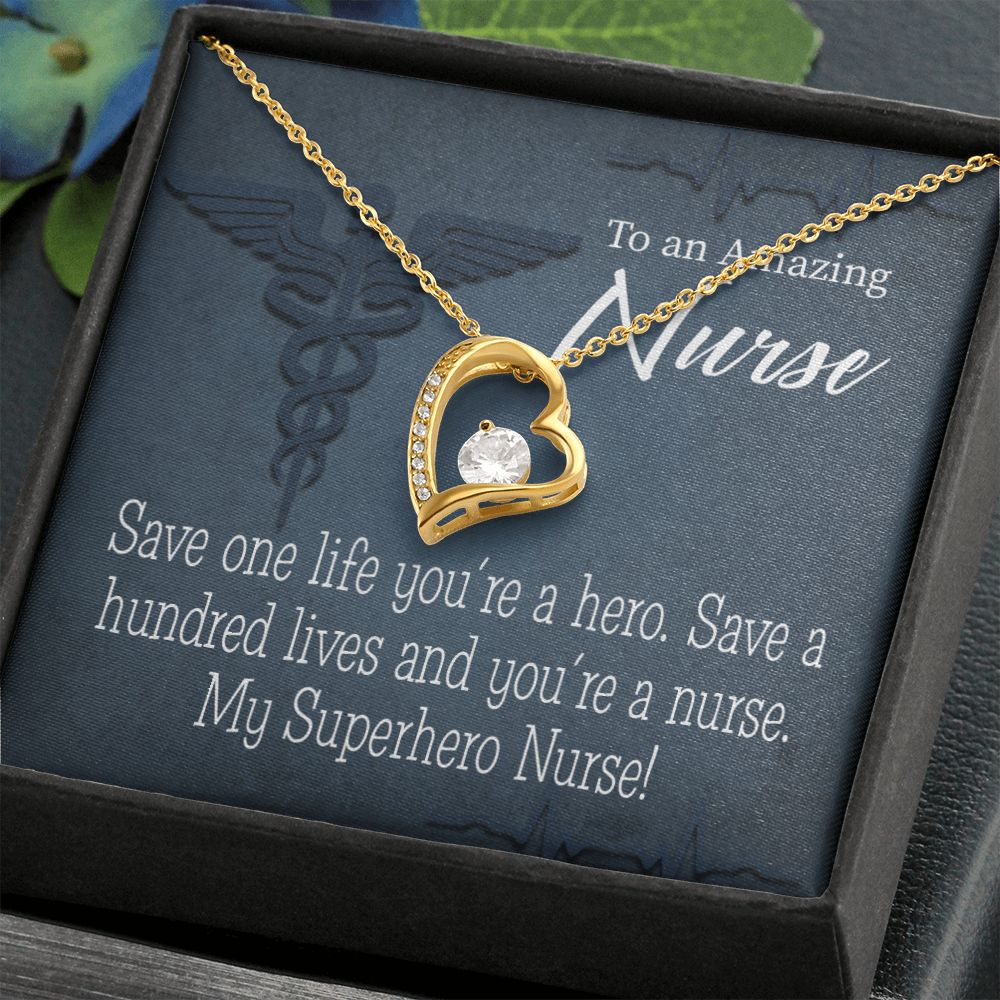 My Superhero Nurse! Forever Necklace w Message Card-Express Your Love Gifts