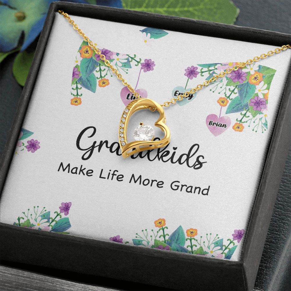 Grandkids Make Life More Grand Forever Necklace w Message Card-Express Your Love Gifts