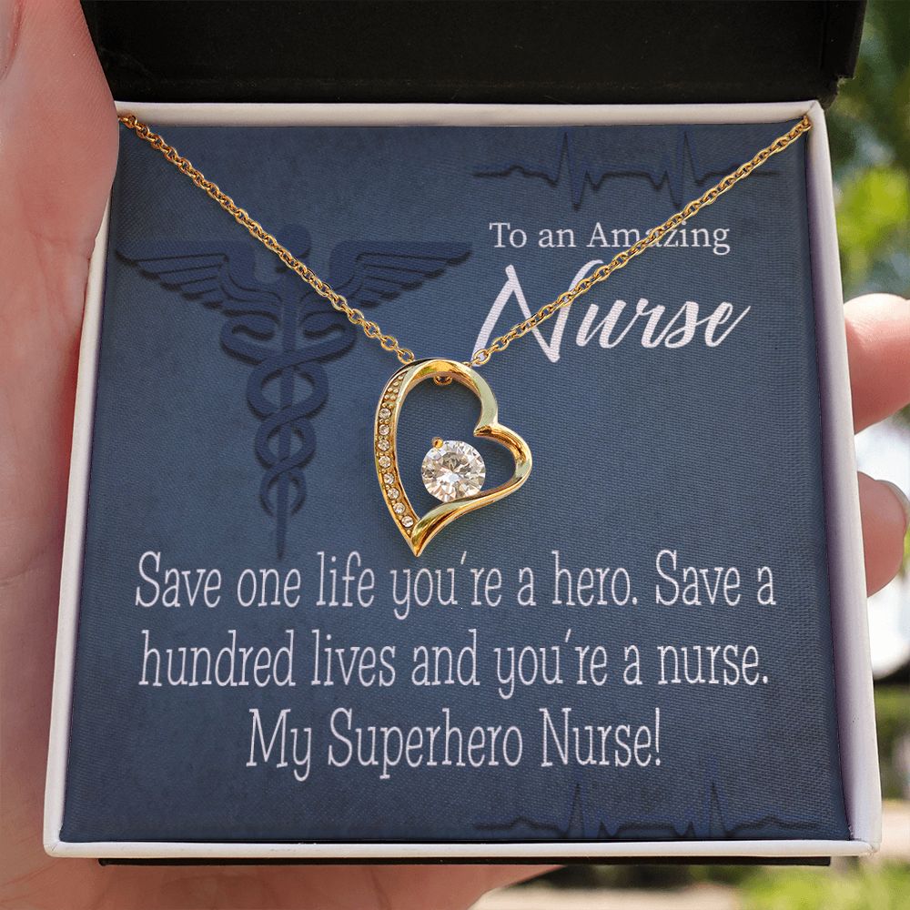 My Superhero Nurse! Forever Necklace w Message Card-Express Your Love Gifts