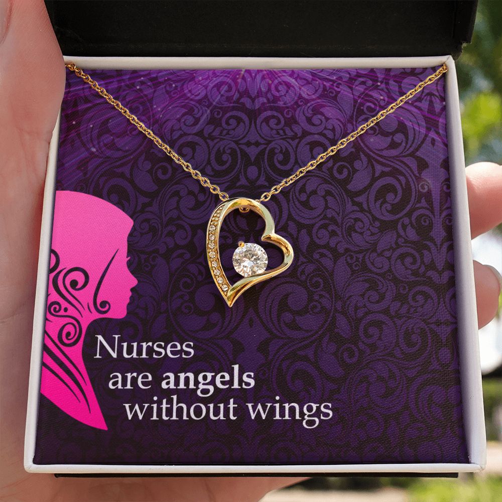 Nurses are Angels Forever Necklace w Message Card-Express Your Love Gifts
