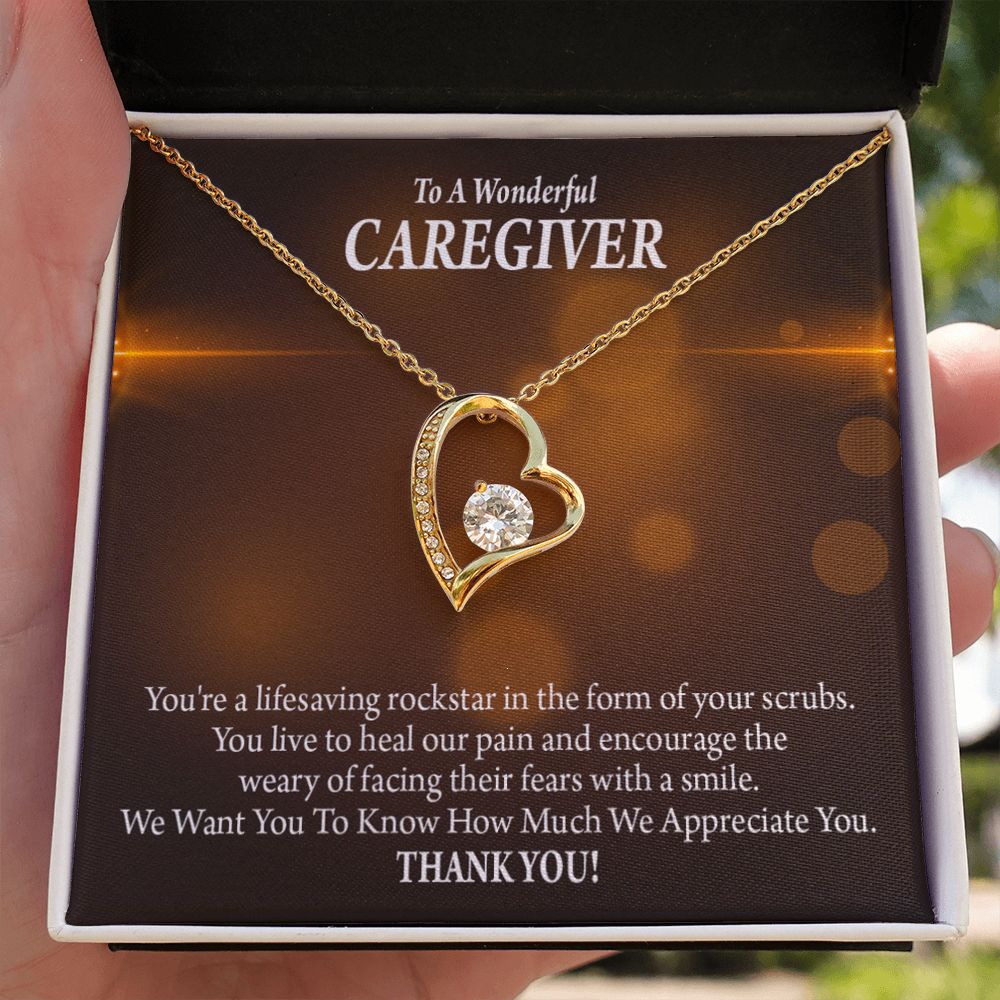 Rockstar Caregiver Forever Necklace w Message Card-Express Your Love Gifts