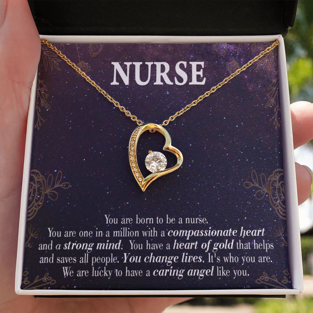 Caring Angel Nurse Forever Necklace w Message Card-Express Your Love Gifts