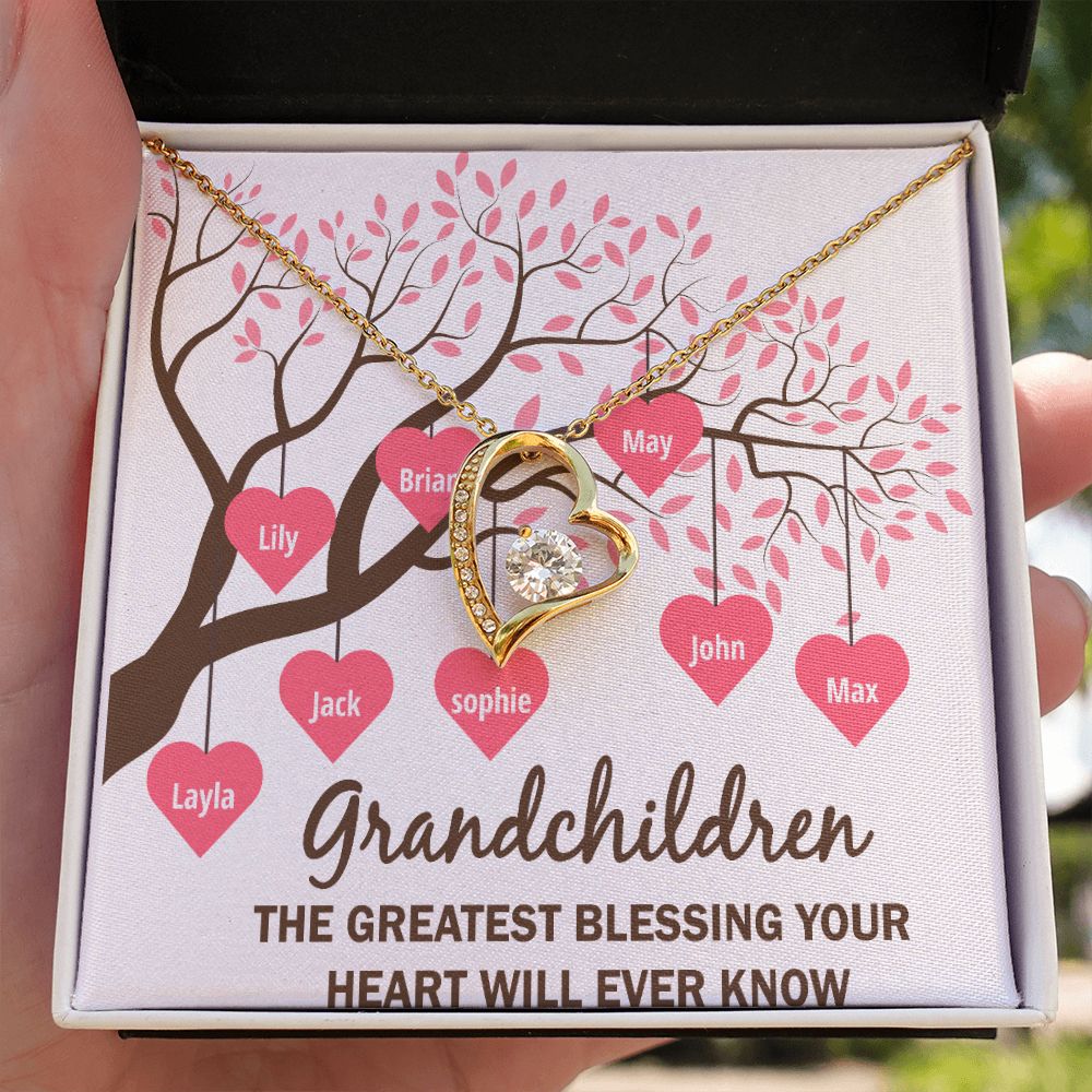 Grandchildren the Greatest Blessing Forever Necklace w Message Card-Express Your Love Gifts