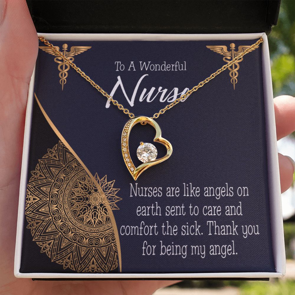 Nurses are Like Angels Forever Necklace w Message Card-Express Your Love Gifts