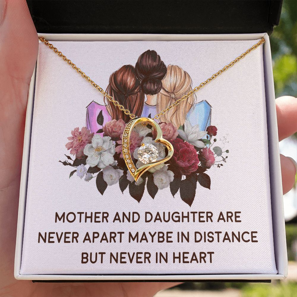 Mother and Daughter Never Apart Forever Necklace w Message Card-Express Your Love Gifts