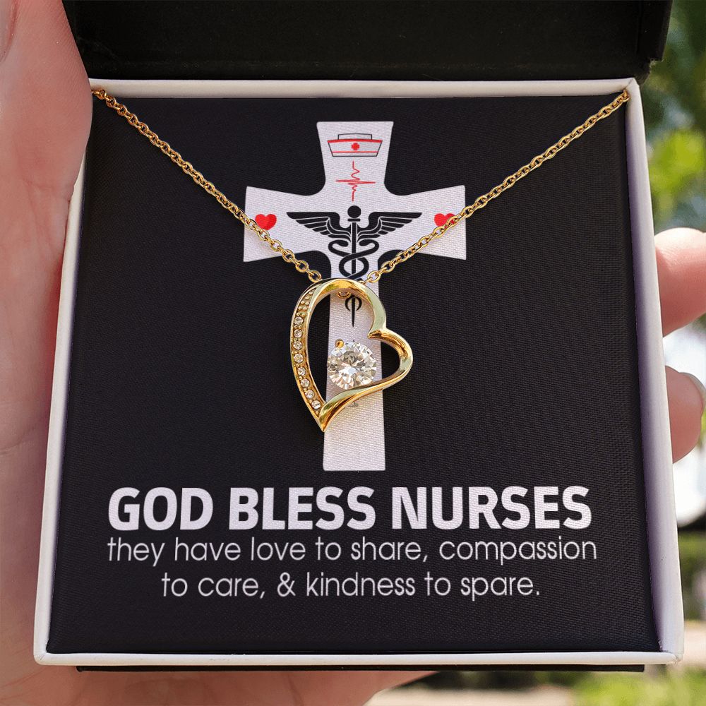 God Bless Nurses Forever Necklace w Message Card-Express Your Love Gifts