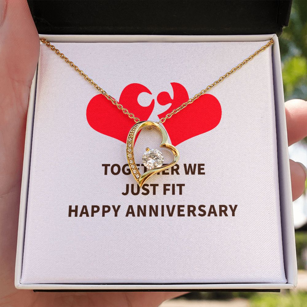 Together We Just Fit Forever Necklace w Message Card-Express Your Love Gifts
