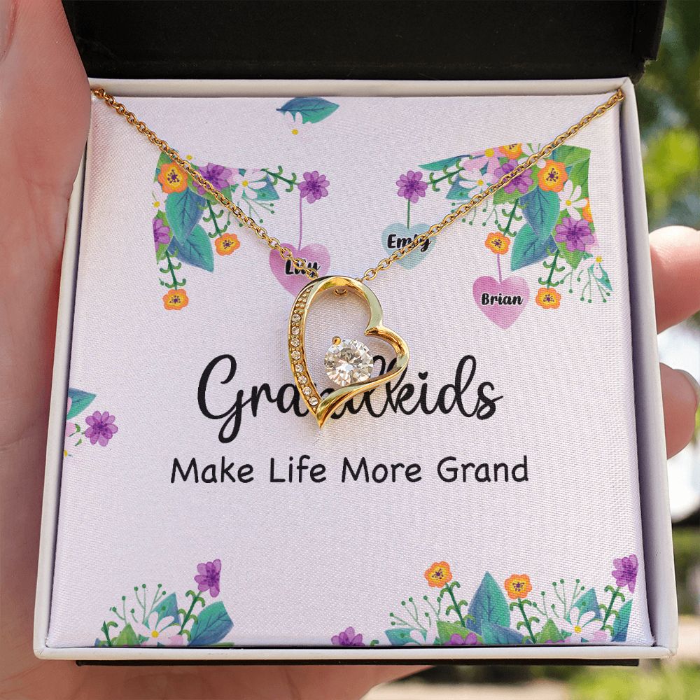 Grandkids Make Life More Grand Forever Necklace w Message Card-Express Your Love Gifts