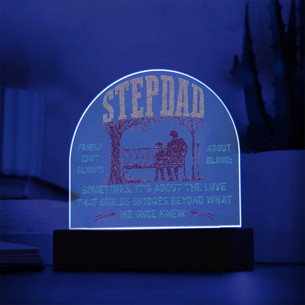 To My Stepdad Family Printed Acrylic Dome Plaque-Express Your Love Gifts