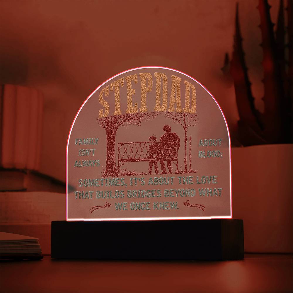 To My Stepdad Family Printed Acrylic Dome Plaque-Express Your Love Gifts