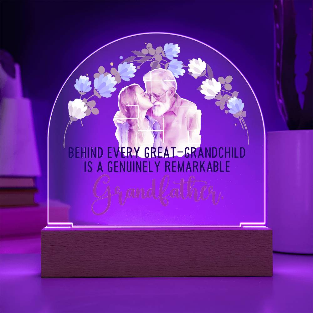 Grandpa Behind Every Great Printed Acrylic Dome Plaque-Express Your Love Gifts
