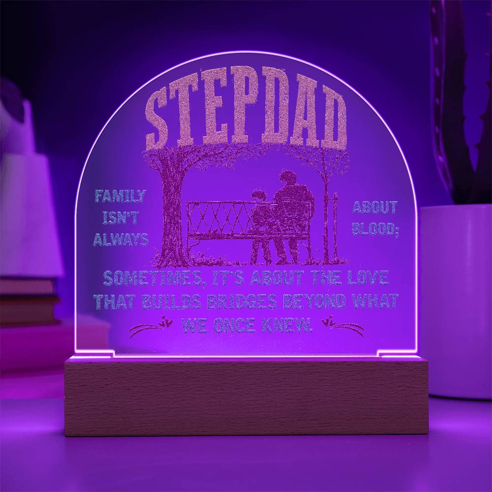 To My Stepdad Family Printed Acrylic Dome Plaque-Express Your Love Gifts