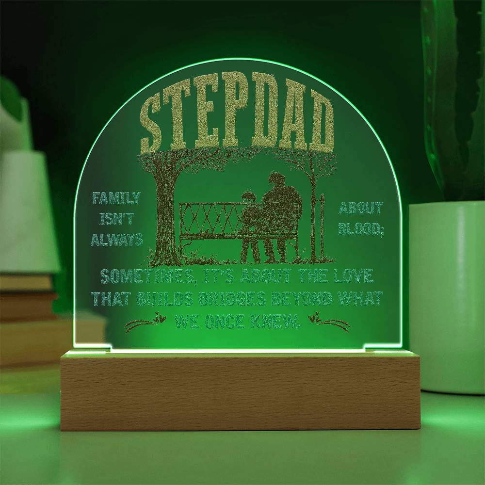 To My Stepdad Family Printed Acrylic Dome Plaque-Express Your Love Gifts