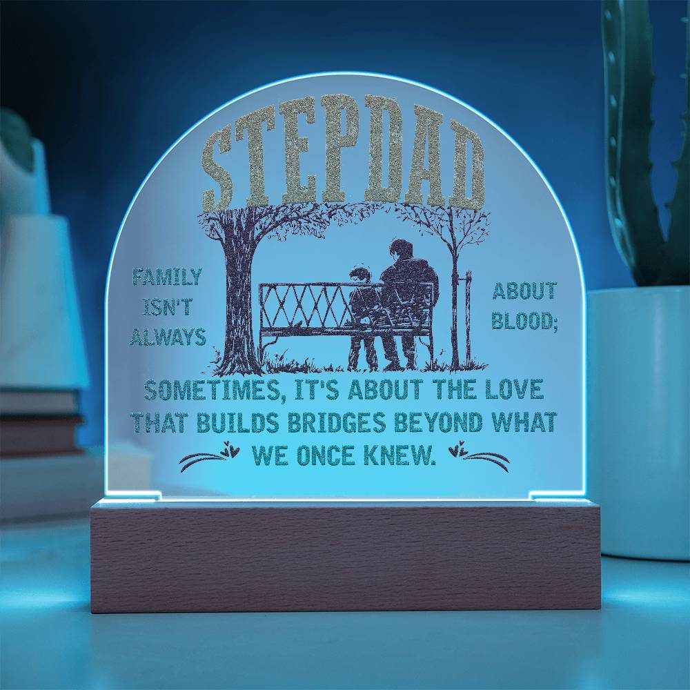 To My Stepdad Family Printed Acrylic Dome Plaque-Express Your Love Gifts