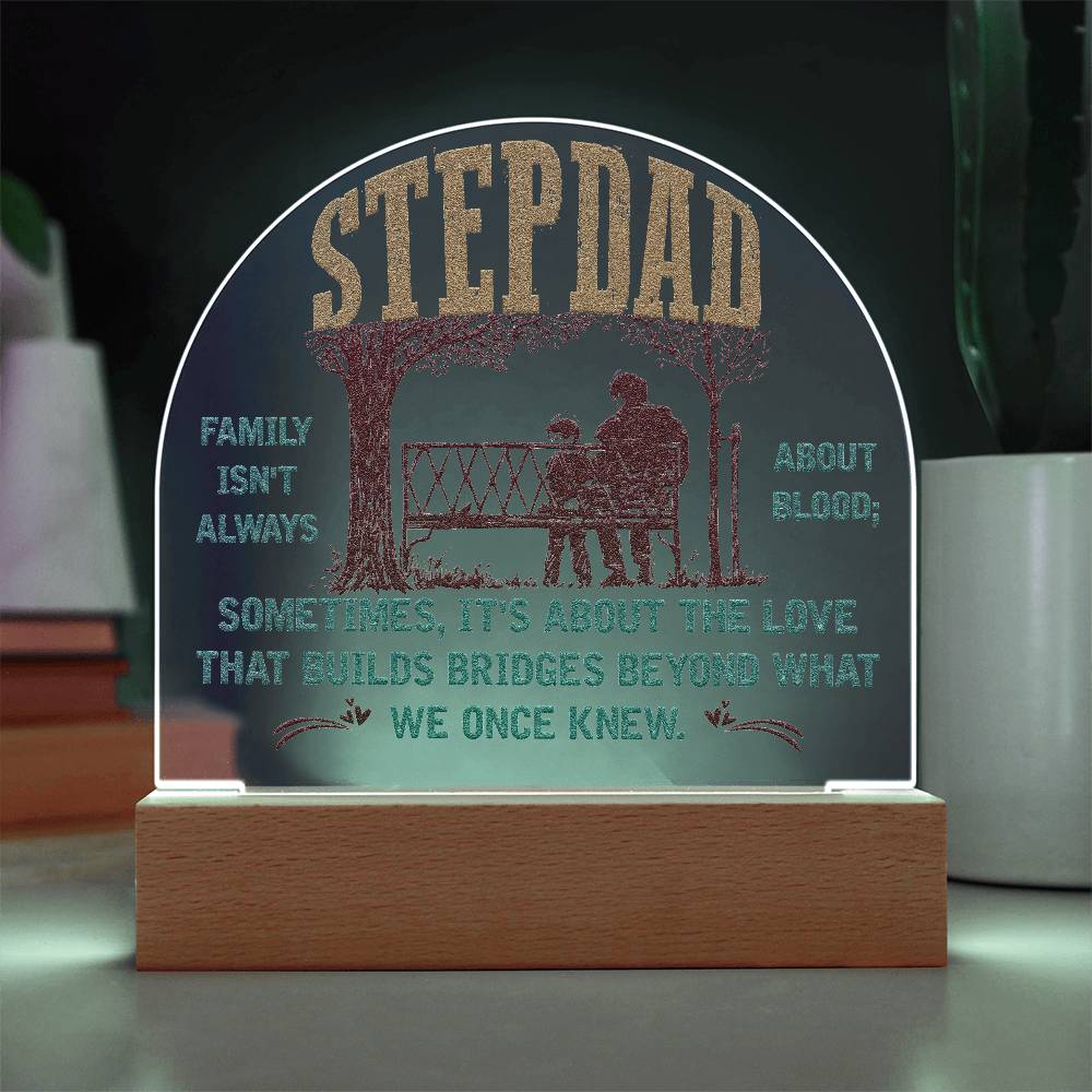To My Stepdad Family Printed Acrylic Dome Plaque-Express Your Love Gifts