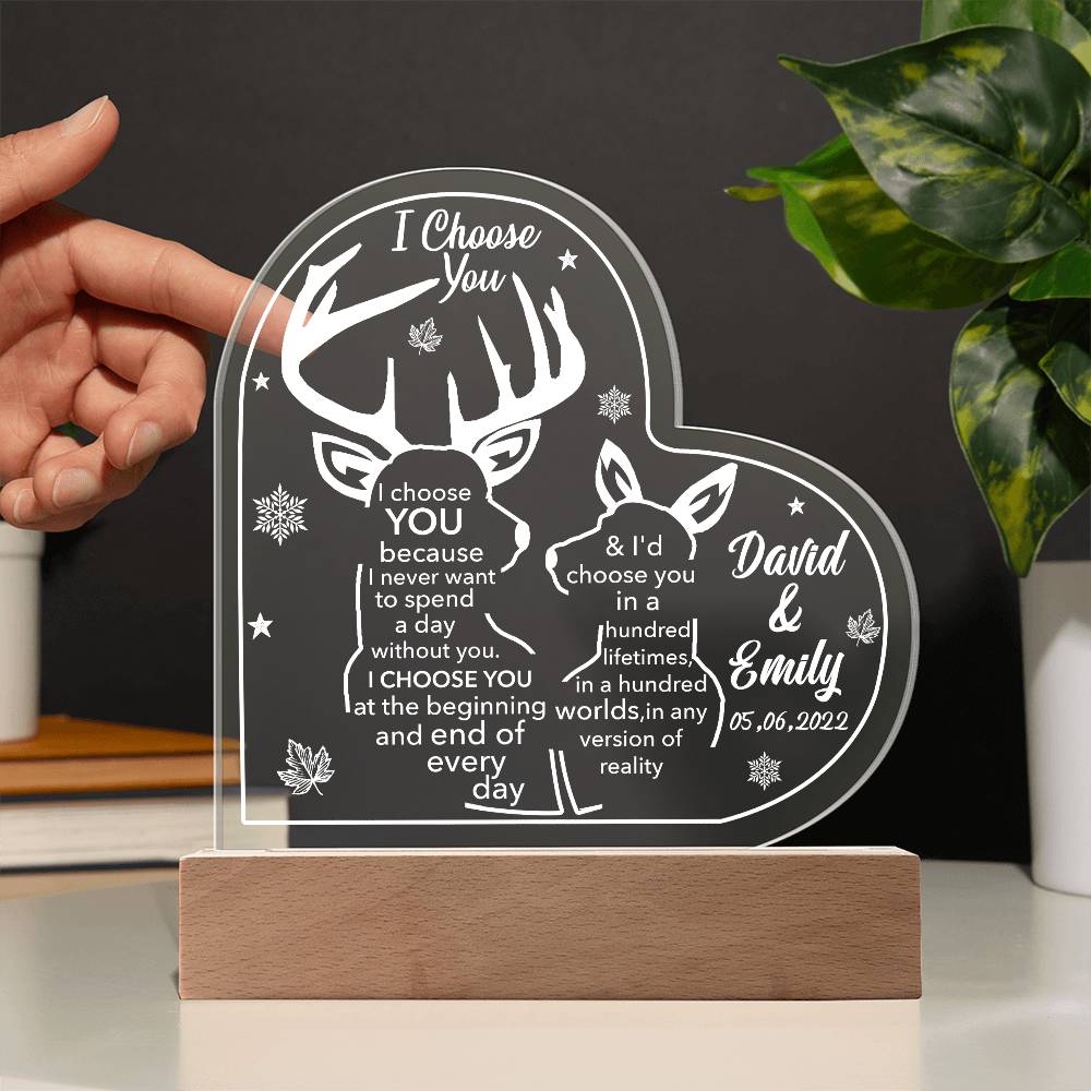 I Choose You Printed Heart Shaped Acrylic Plaque-Express Your Love Gifts