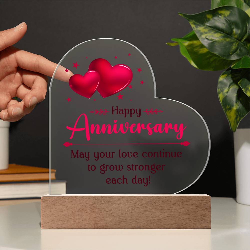 May Your Love Continue to Grow Printed Heart Shaped Acrylic Plaque-Express Your Love Gifts