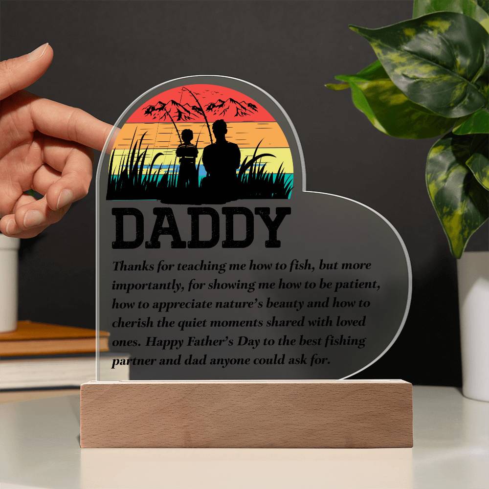 Fishing DadPrinted Heart Shaped Acrylic Plaque-Express Your Love Gifts