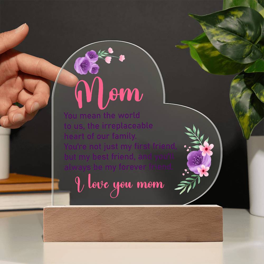 You Mean the World To UsPrinted Heart Shaped Acrylic Plaque-Express Your Love Gifts