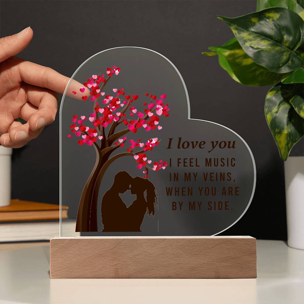 I Love You Printed Heart Shaped Acrylic Plaque-Express Your Love Gifts