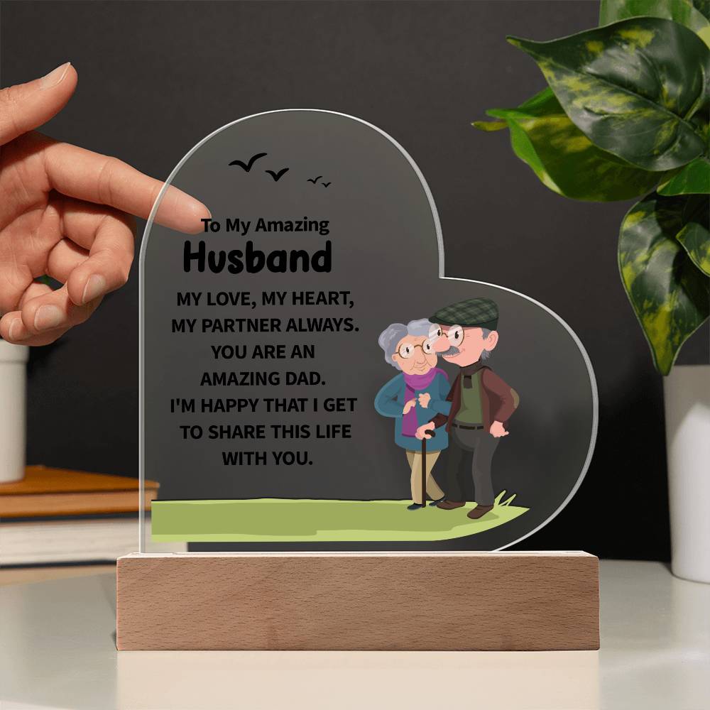 To My Amazing Husband Printed Heart Shaped Acrylic Plaque-Express Your Love Gifts