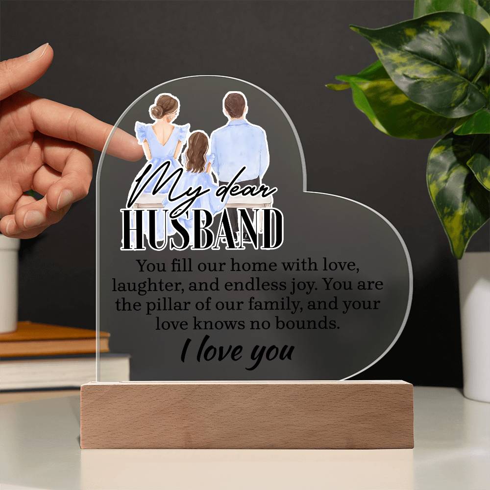 My Dear Husband Printed Heart Shaped Acrylic Plaque-Express Your Love Gifts