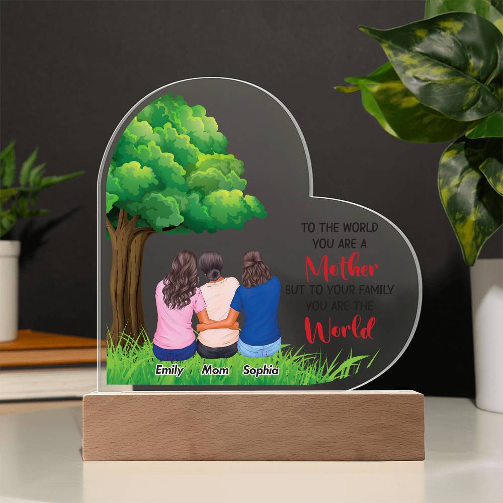 To the World You Are a Mother Printed Heart Shaped Acrylic Plaque-Express Your Love Gifts