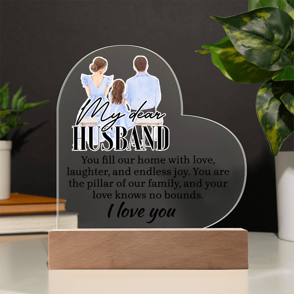 My Dear Husband Printed Heart Shaped Acrylic Plaque-Express Your Love Gifts