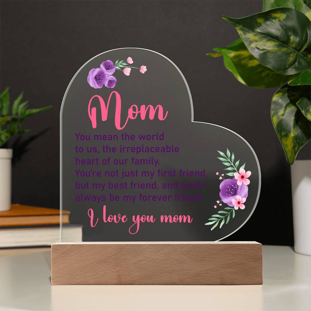 You Mean the World To UsPrinted Heart Shaped Acrylic Plaque-Express Your Love Gifts