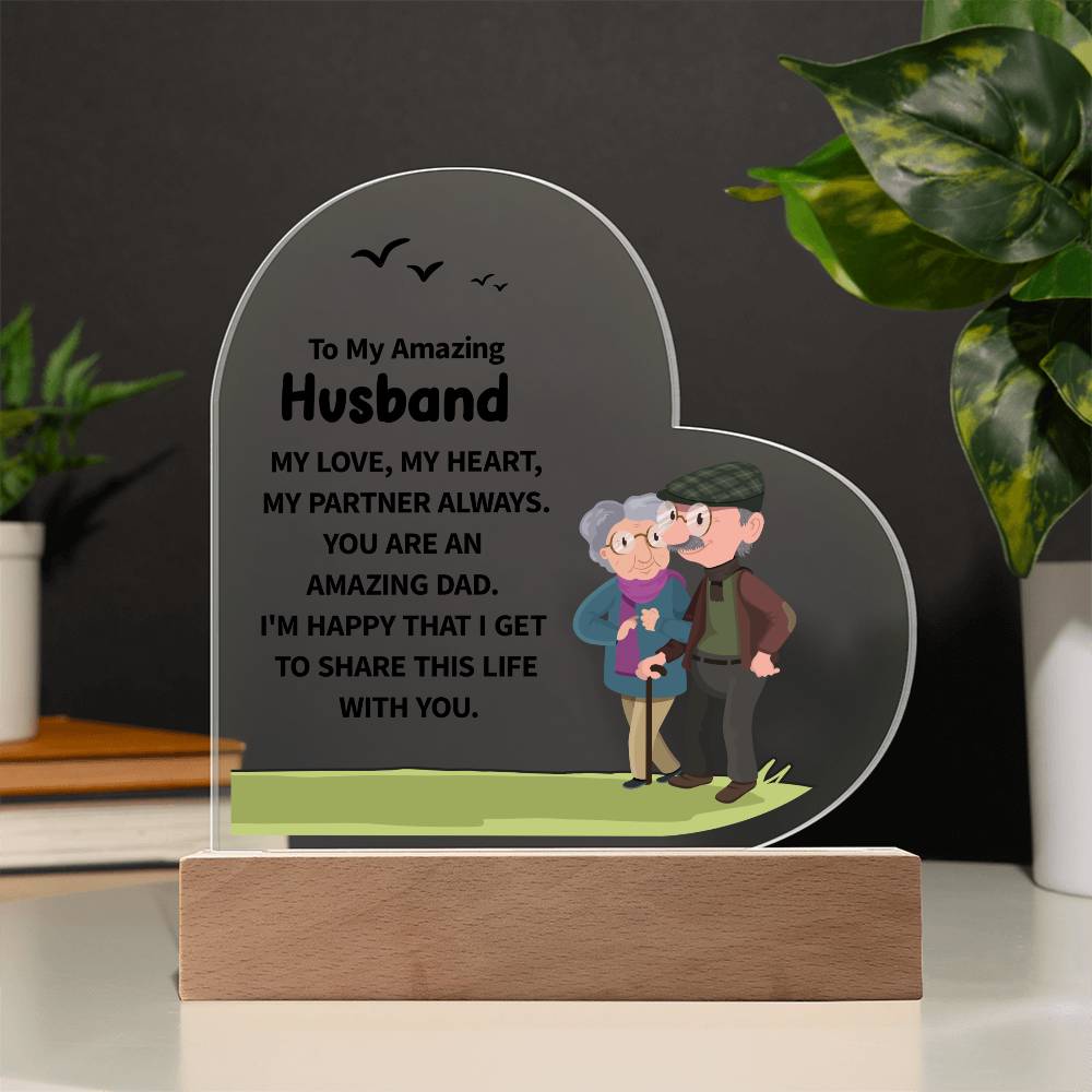 To My Amazing Husband Printed Heart Shaped Acrylic Plaque-Express Your Love Gifts
