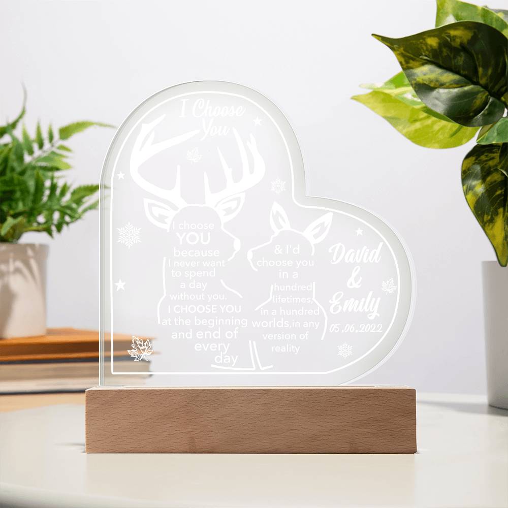 I Choose You Printed Heart Shaped Acrylic Plaque-Express Your Love Gifts