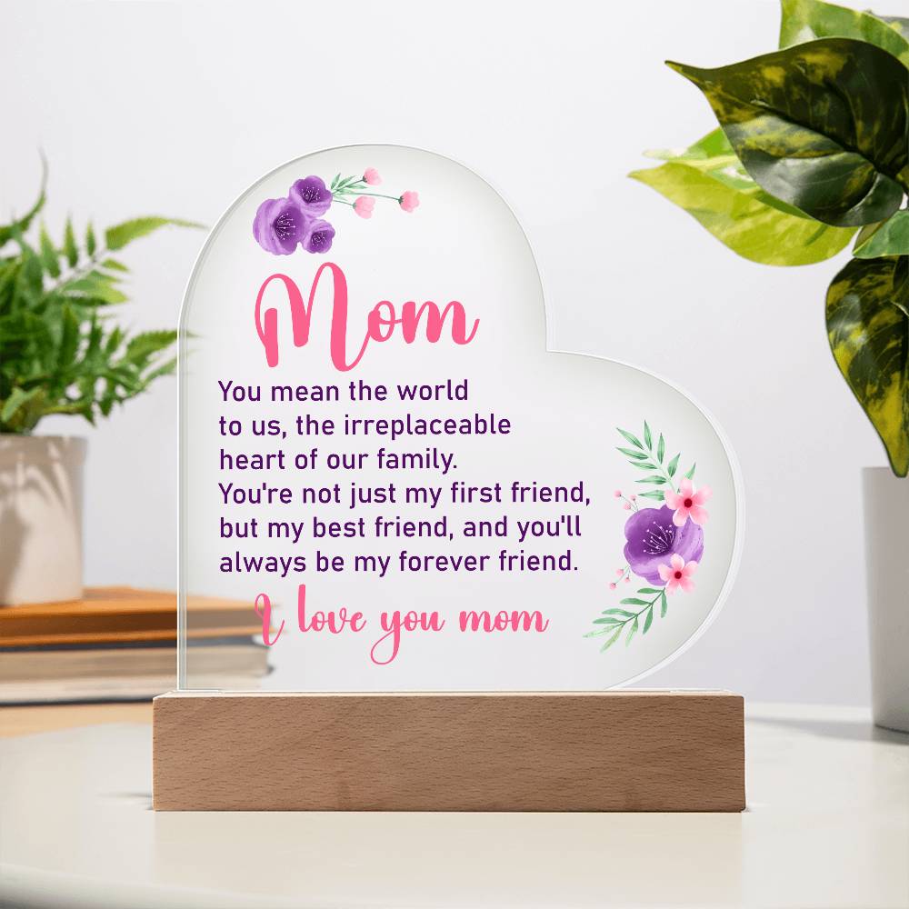You Mean the World To UsPrinted Heart Shaped Acrylic Plaque-Express Your Love Gifts