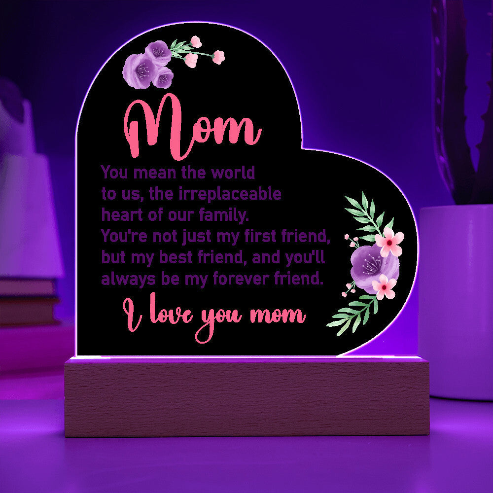 You Mean the World To UsPrinted Heart Shaped Acrylic Plaque-Express Your Love Gifts