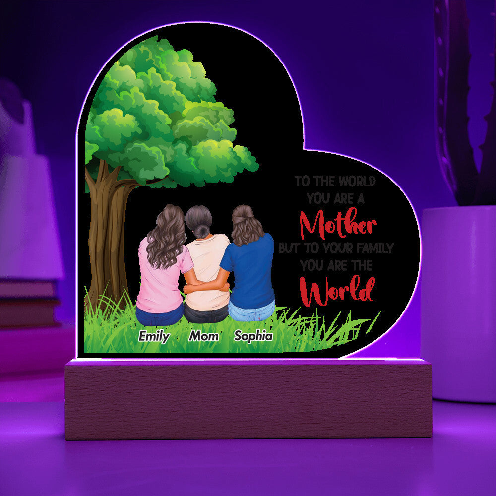 To the World You Are a Mother Printed Heart Shaped Acrylic Plaque-Express Your Love Gifts