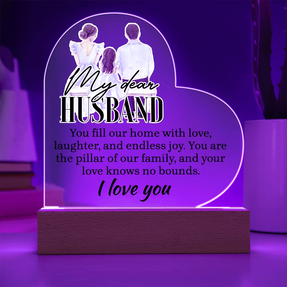My Dear Husband Printed Heart Shaped Acrylic Plaque-Express Your Love Gifts