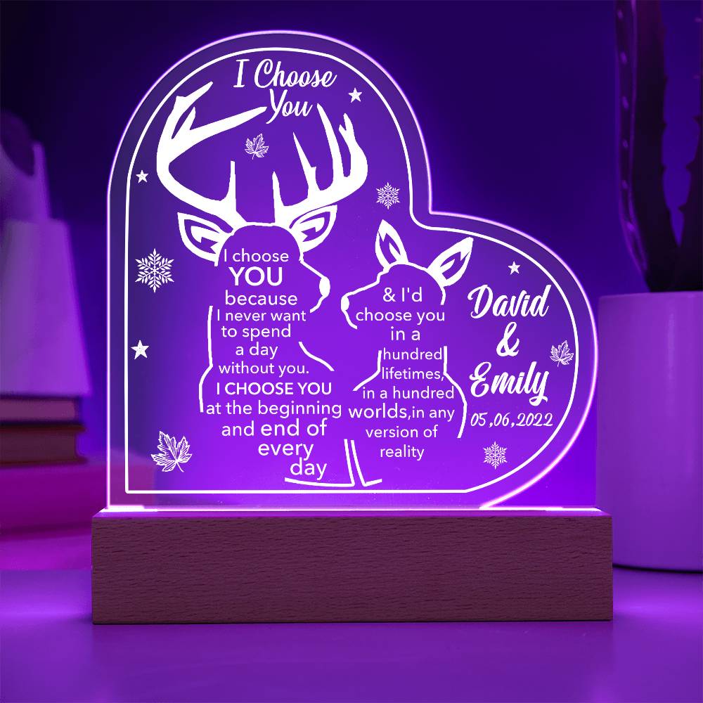 I Choose You Printed Heart Shaped Acrylic Plaque-Express Your Love Gifts