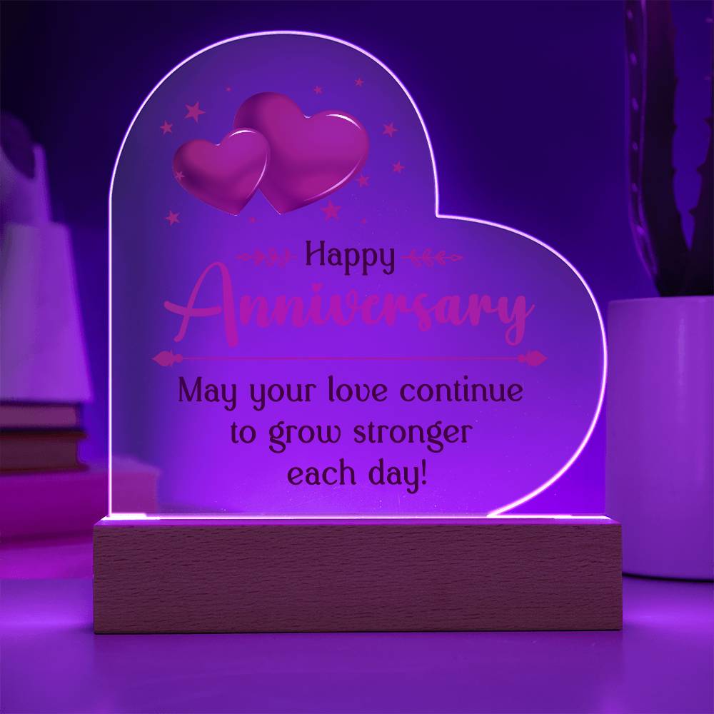 May Your Love Continue to Grow Printed Heart Shaped Acrylic Plaque-Express Your Love Gifts