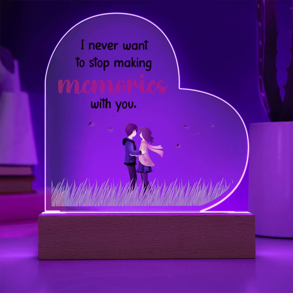 I Never Want to Stop Printed Heart Shaped Acrylic Plaque-Express Your Love Gifts