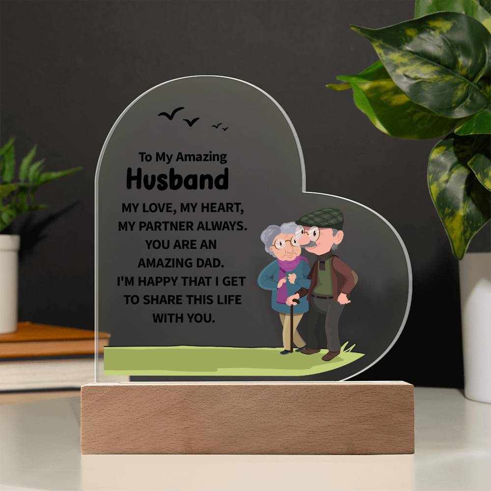 To My Amazing Husband Printed Heart Shaped Acrylic Plaque-Express Your Love Gifts