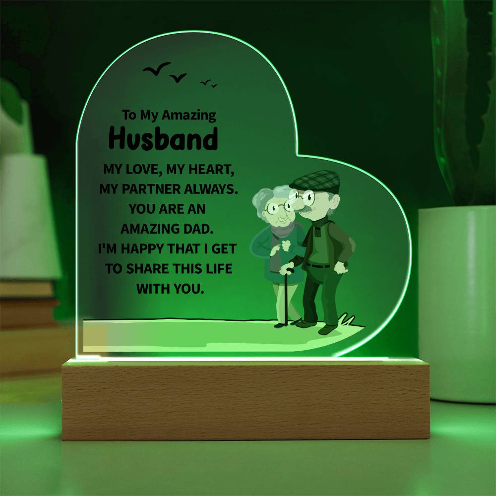 To My Amazing Husband Printed Heart Shaped Acrylic Plaque-Express Your Love Gifts